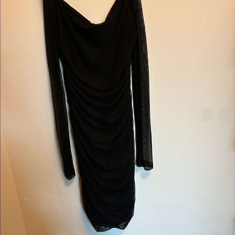 Princess Polly Black Ruched Long Sleeve Dress
